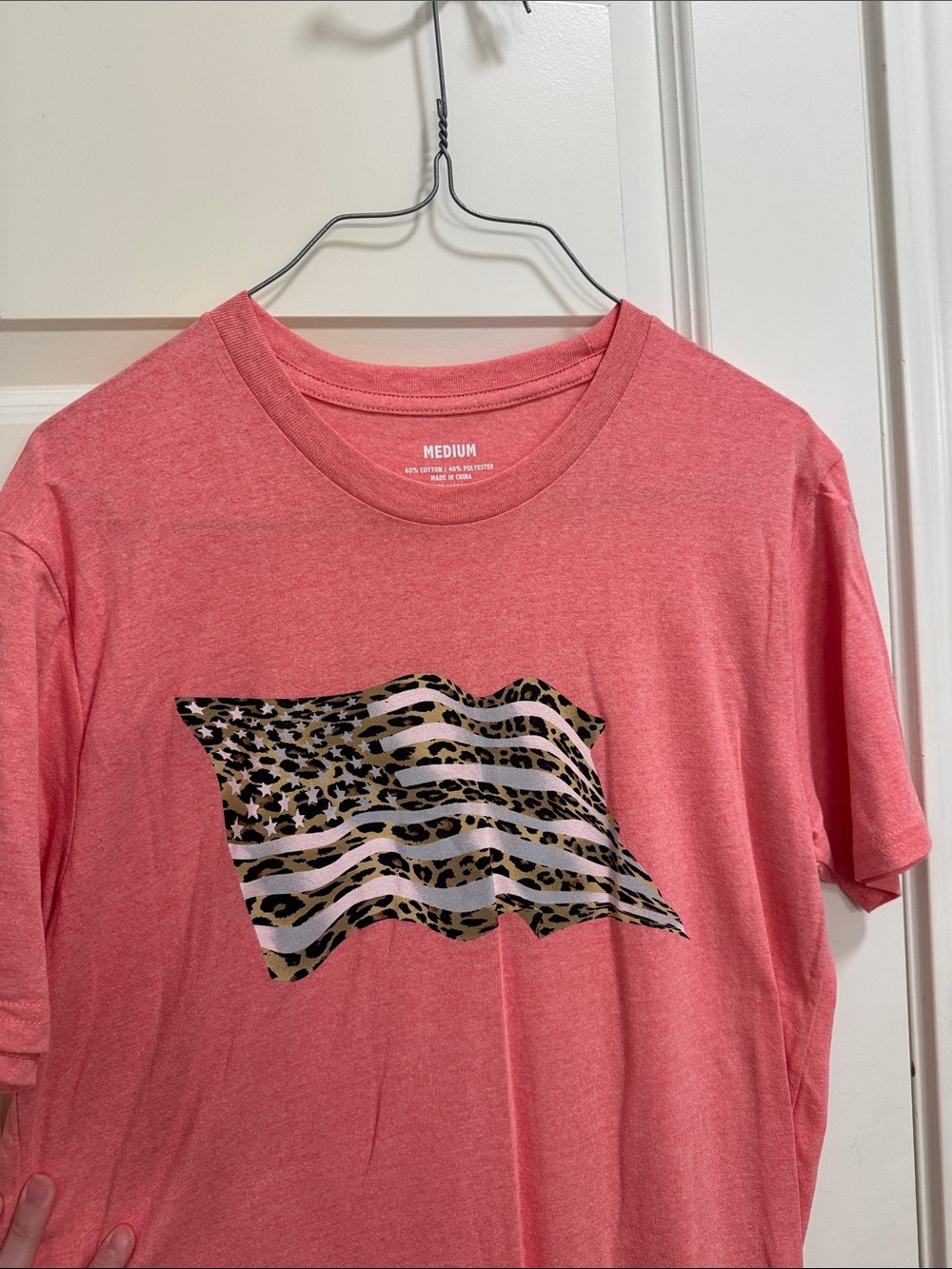Pink T-Shirt with Leopard Print Flag